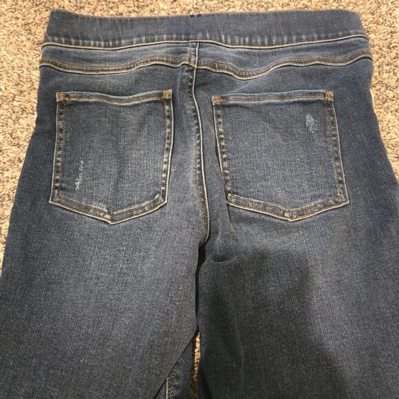 Spanx Distressed Ankle Skinny Pull On Jeans Dark Blue S - Picture 4 of 5